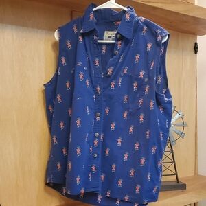 Wrangler Sleeveless Navy Shirt with Dancing Peppees